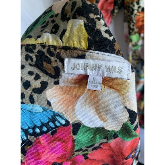 Johnny Was Cotton Pajama Set Women M Floral Cheetah Print Long Sleeve - Picture 4 of 8